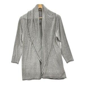 Soft Surroundings Grey Heathered Draped Shawl Open Front Longline Cardigan M